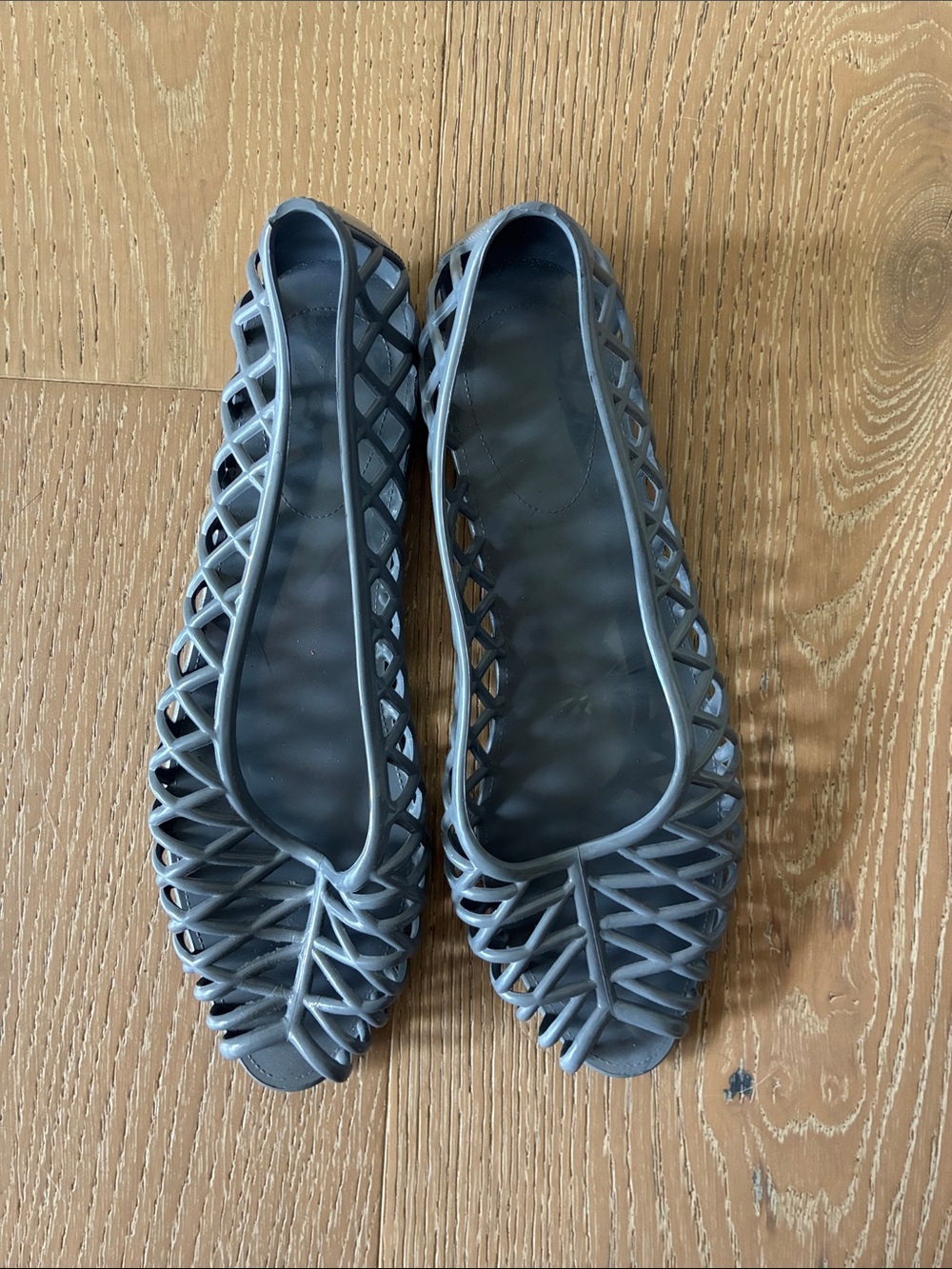 Los Angeles Apparel Gray Cage-Style Flat Slip-Ons